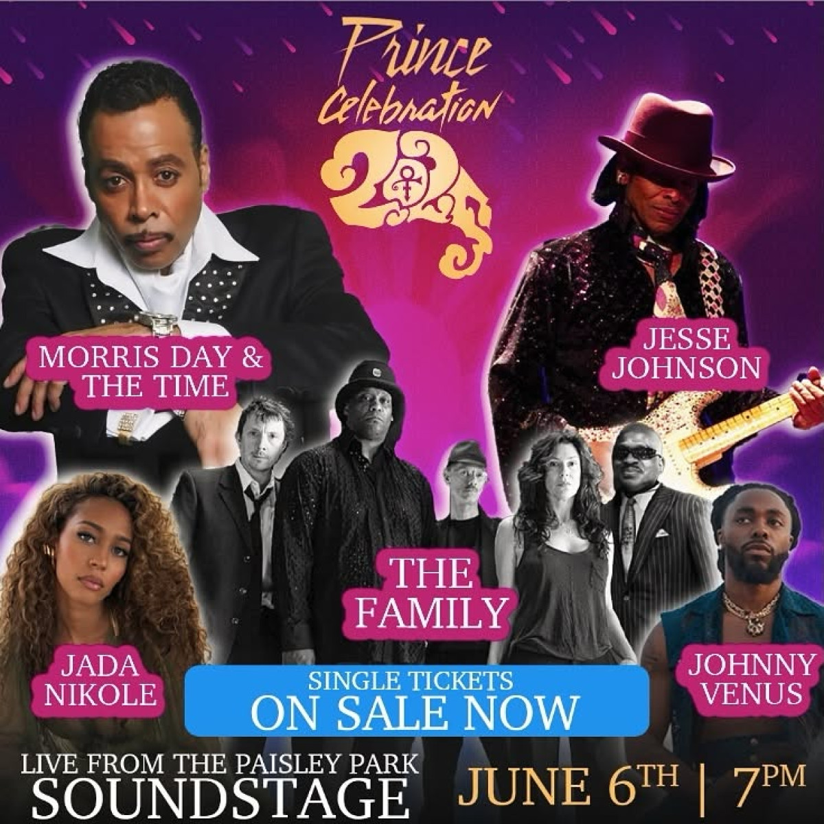 Prince Celebration Tickets Available Grab your single-night pass to witness timeless Prince legacy acts live at Paisley Park!