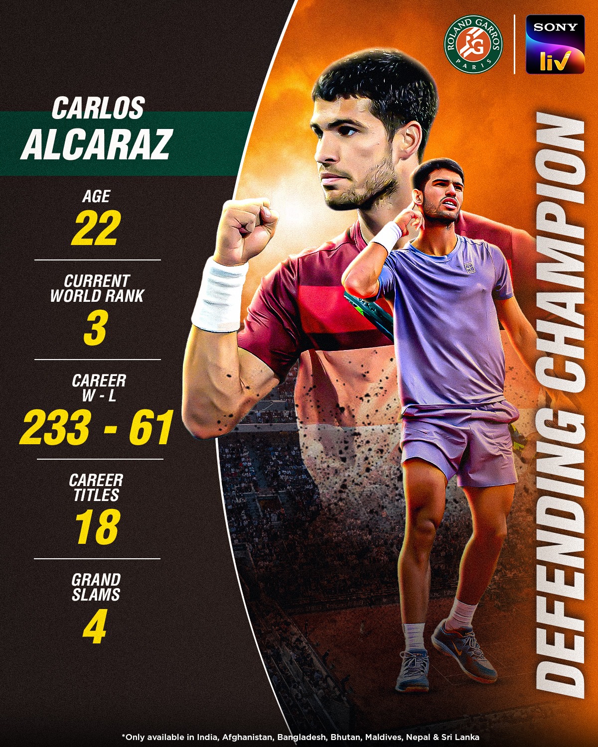 Join live action on May 25 as Sony LIV streams the ultimate French court battle for glory!