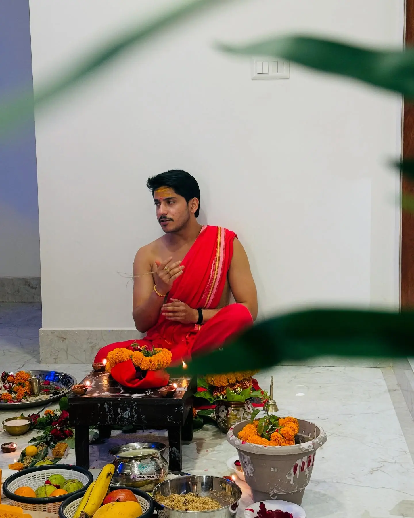 Purav Jha Embraces Spiritual Vibe Purav Jha shows a serene spiritual moment, blending ancient traditions with digital charm.
