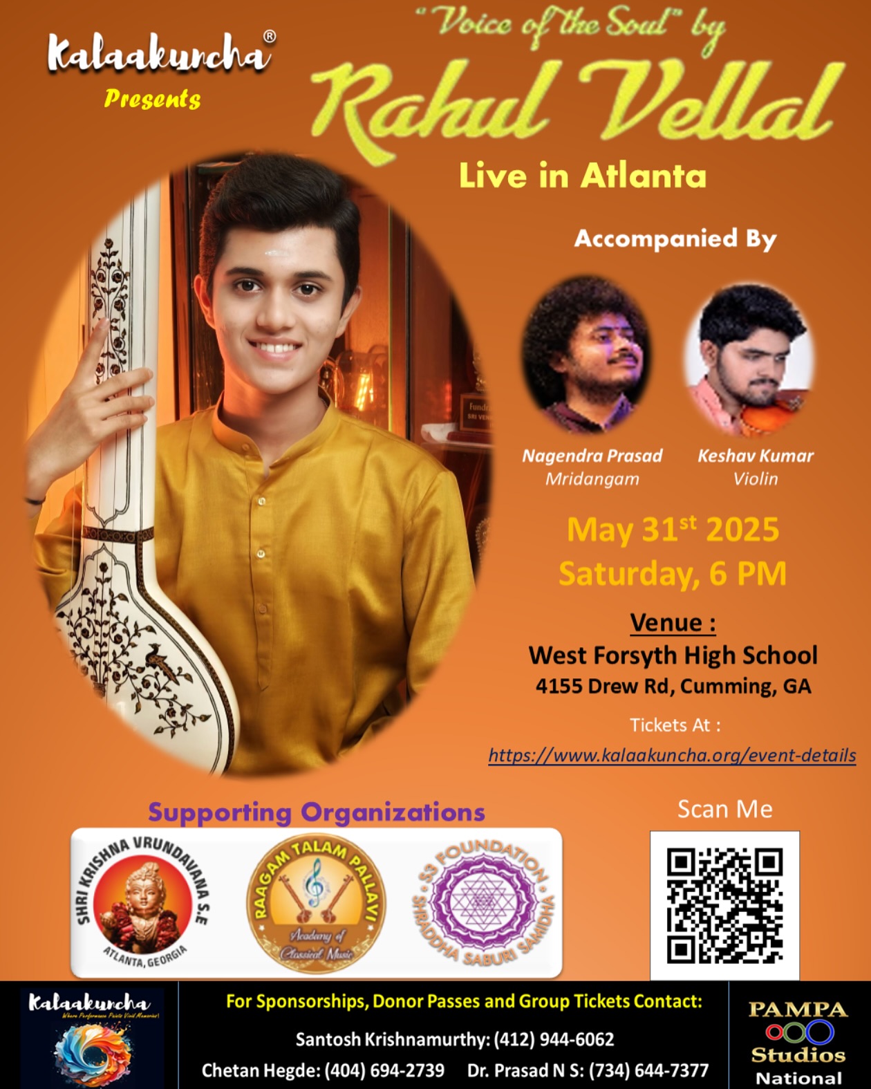 Rahul Vellal’s Voice Of The Soul Tour A cultural night of soulful music meets vibrant tradition, offering magic in Cumming, GA!!