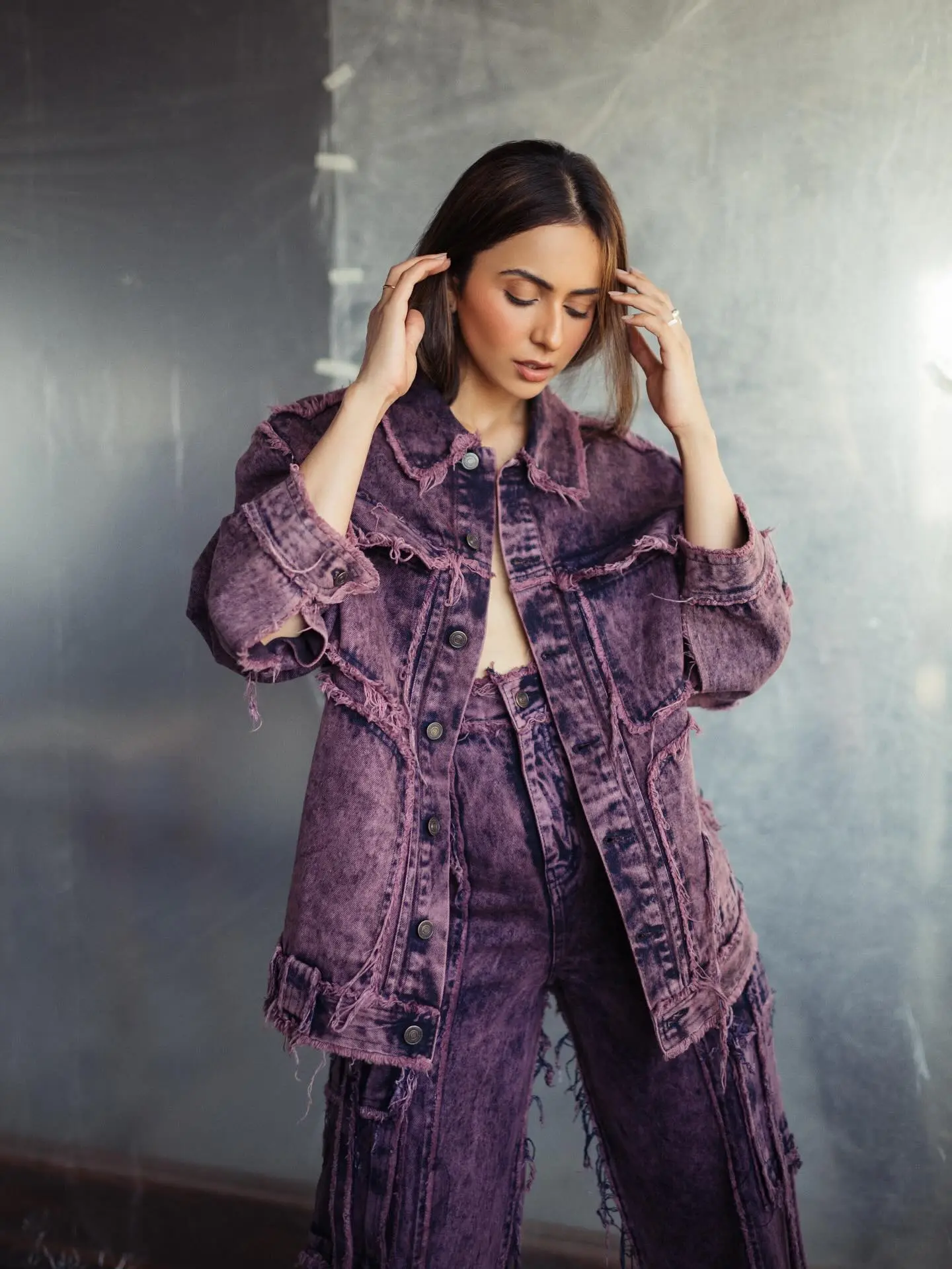 Rakul Preet Singh Embraces Messy Hair Mood Celebrity Rakul Preet Singh showcases effortless style with accessories and casual chic!!