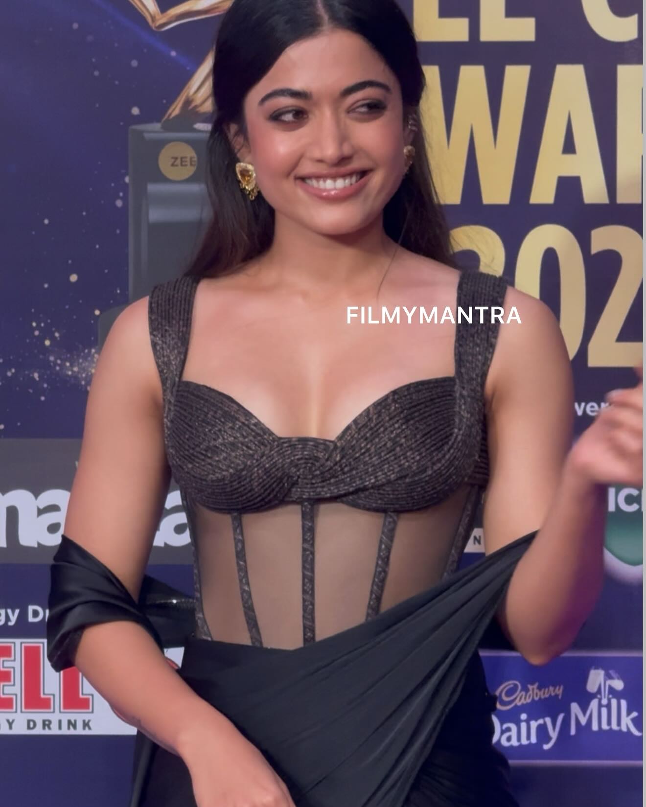 Rashmika Mandanna Stuns In Black Chiffon Saree