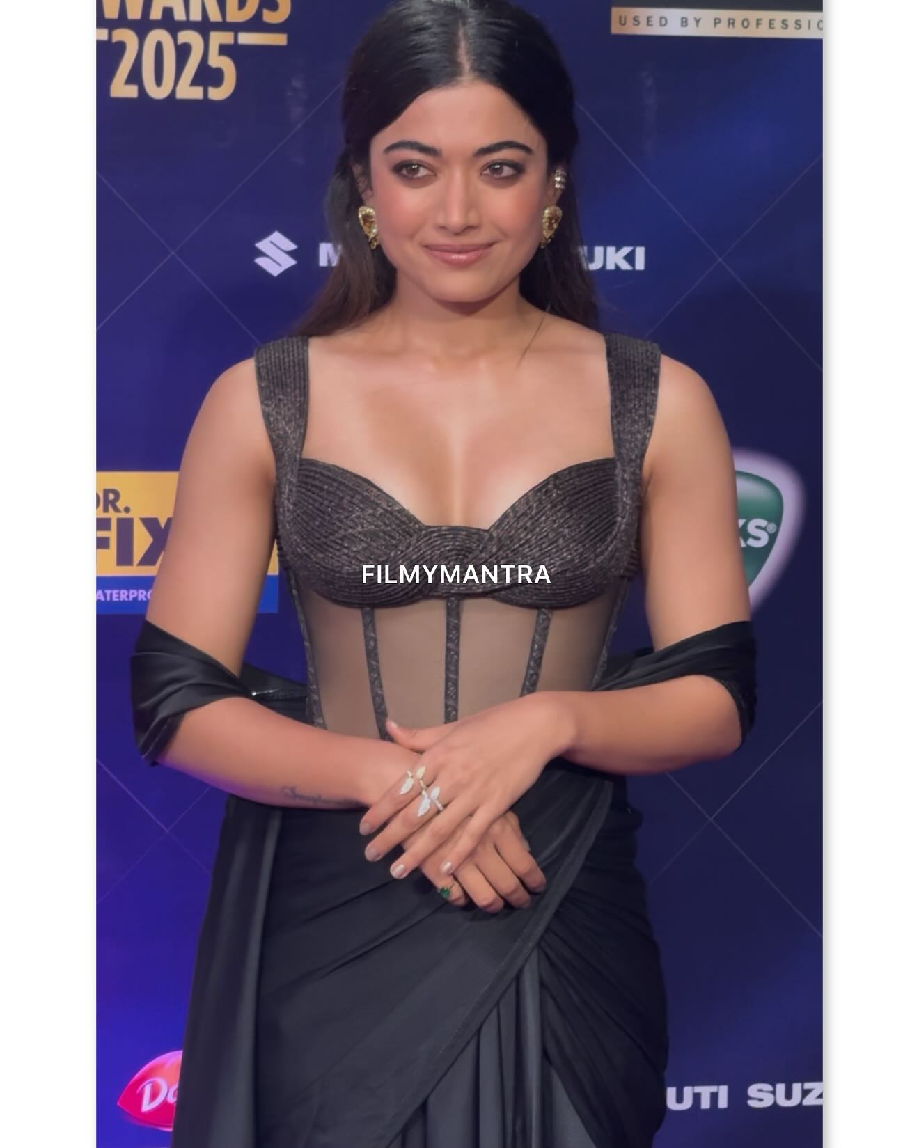 Rashmika Mandanna Stuns In Black Chiffon Saree