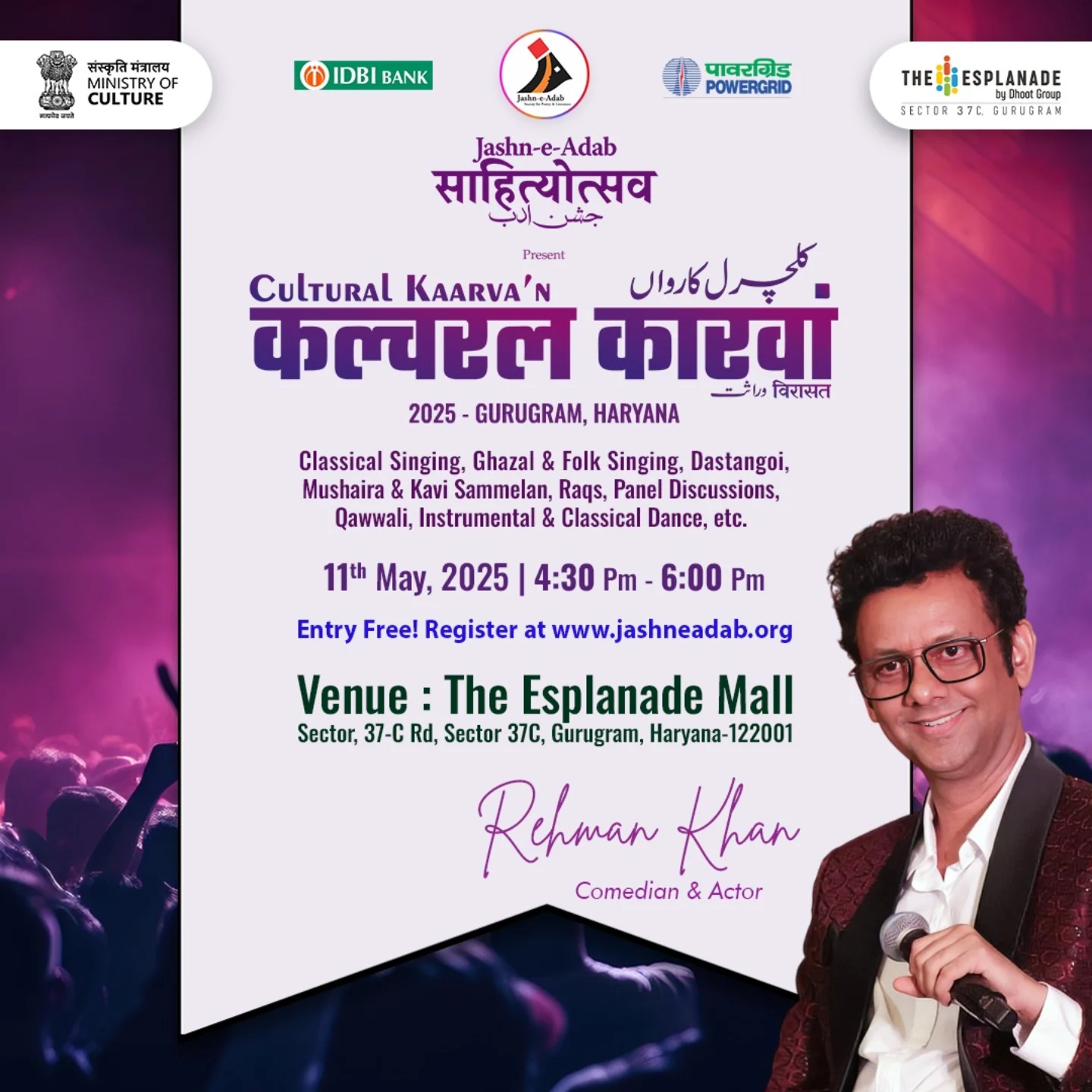 Rehman Khan Lights Up Sahityotsav In Gurugram Join Rehman Khan for poetry, music, comedy & art at a vibrant cultural event in Gurugram.