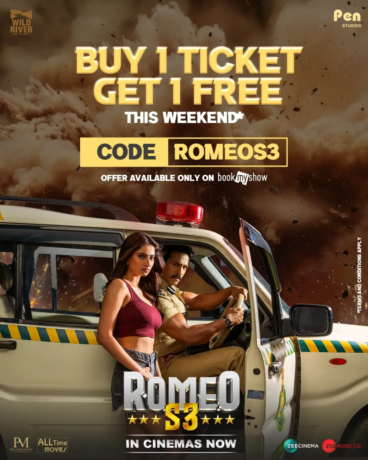 Romeo S3 Ticket Offer Lights Up Cinemas Experience exclusive cinema magic: Romeo S3's buy-one-get-one ticket offer awaits. Hurry!!