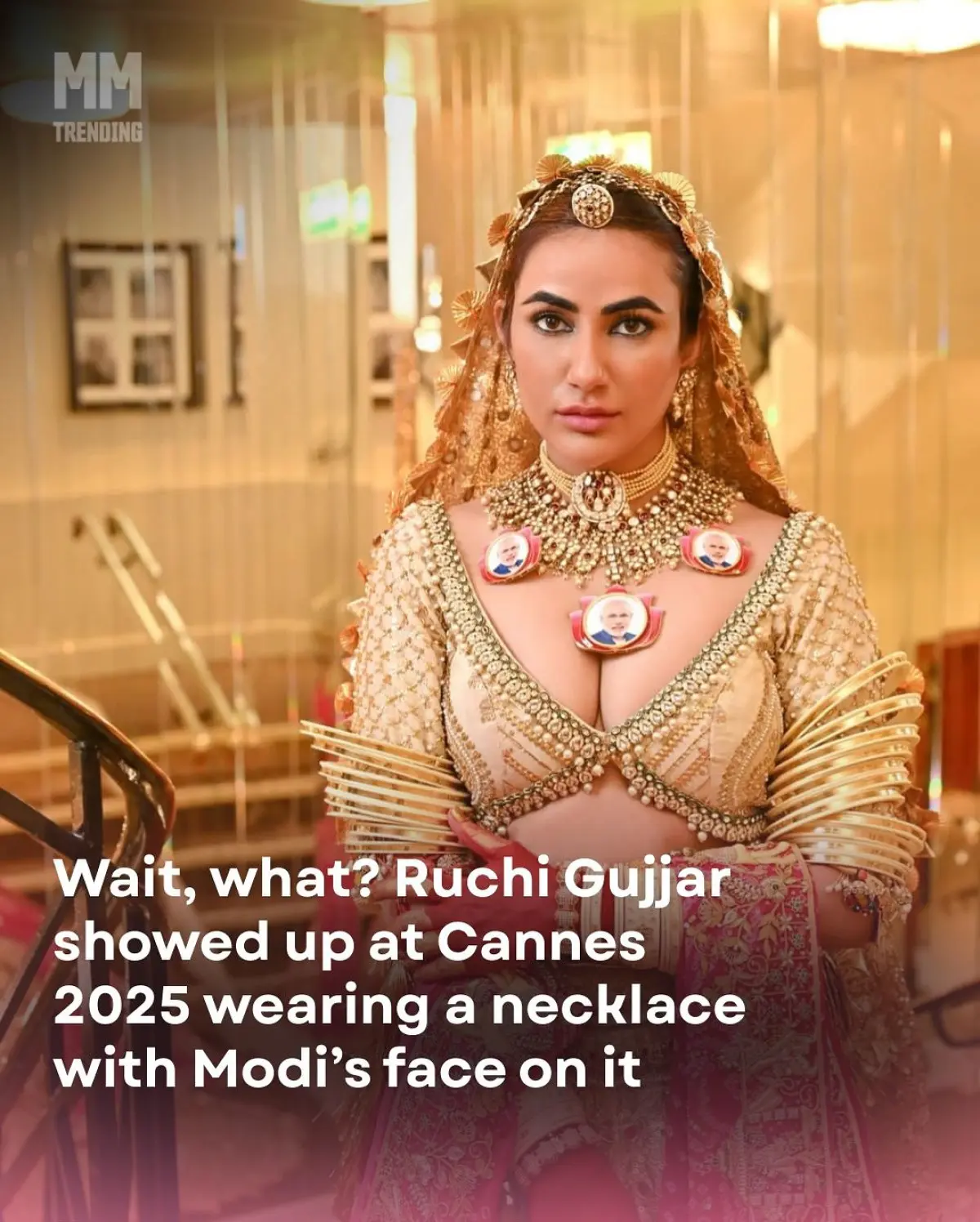 Ruchi Gujjar’s Bold Necklace Turns Heads at Cannes At Cannes, Indian actress merges tradition and politics on the red carpet with bold style.!