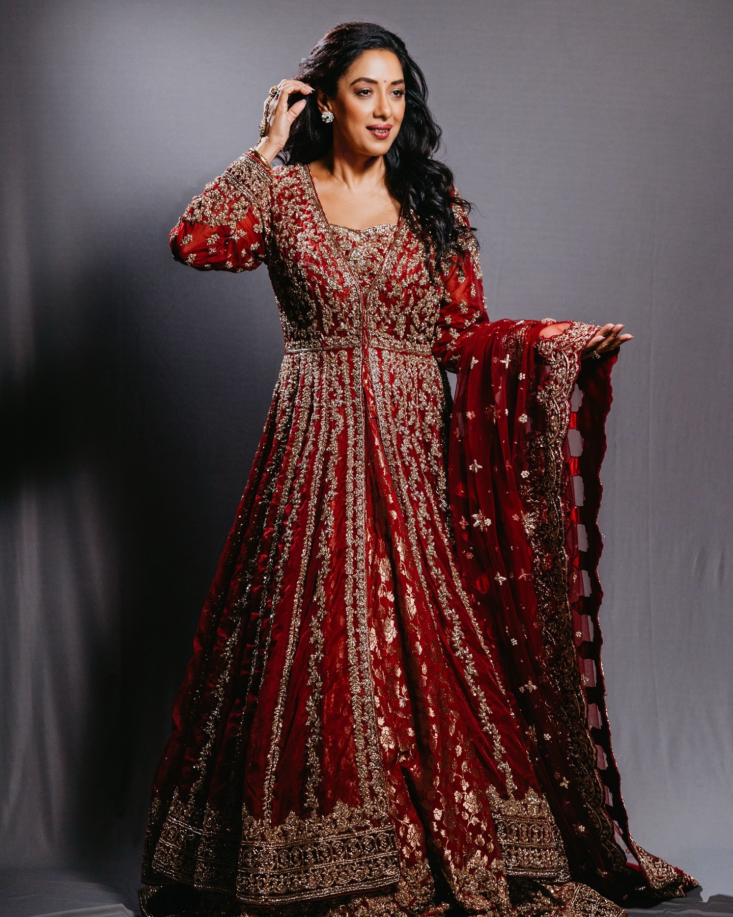 Rupali Ganguly Shines In Red Look For Anupamaa Elegant style meets screen charisma as Rupali Ganguly models a red ensemble.