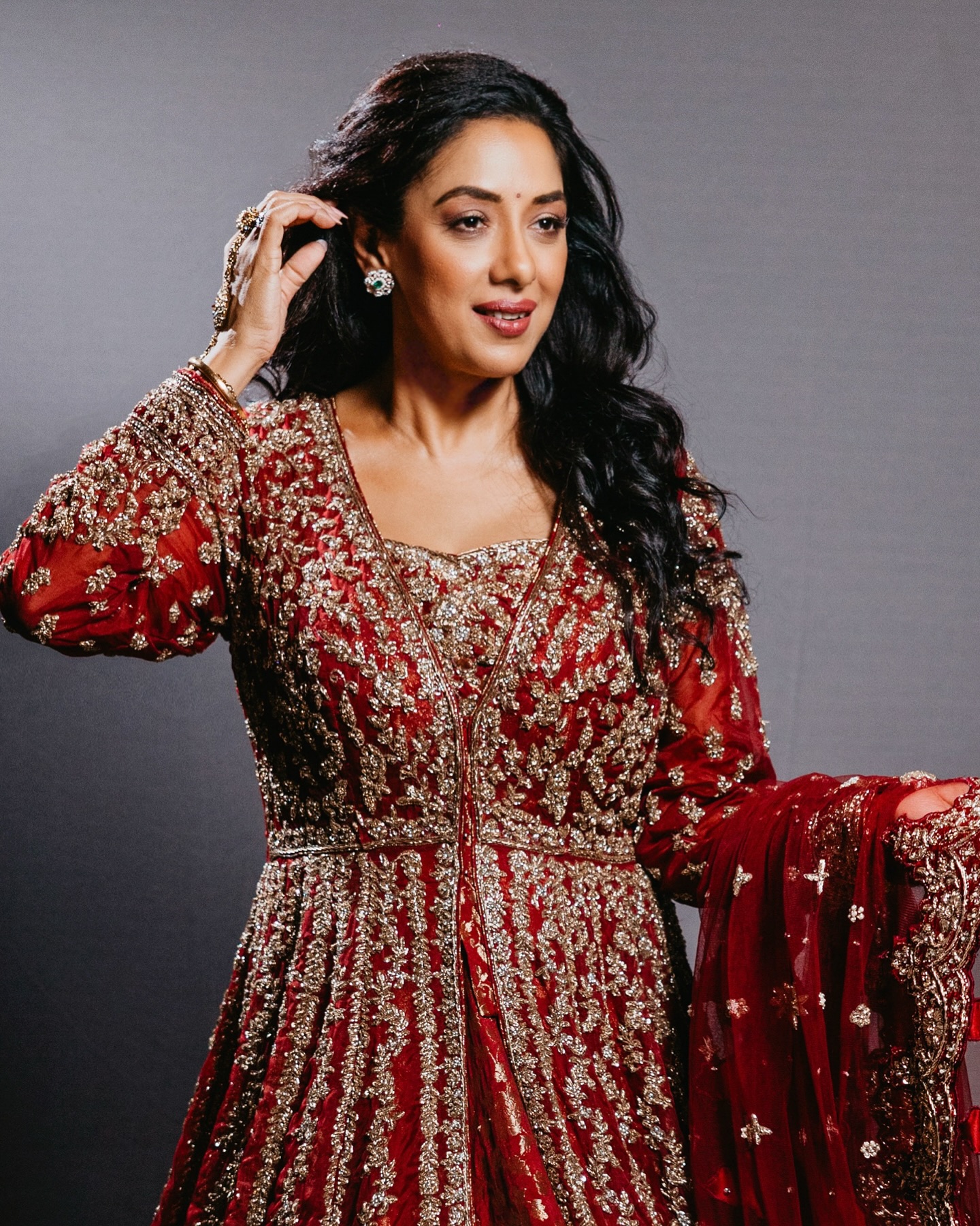 Rupali Ganguly Shines In Red Look For Anupamaa