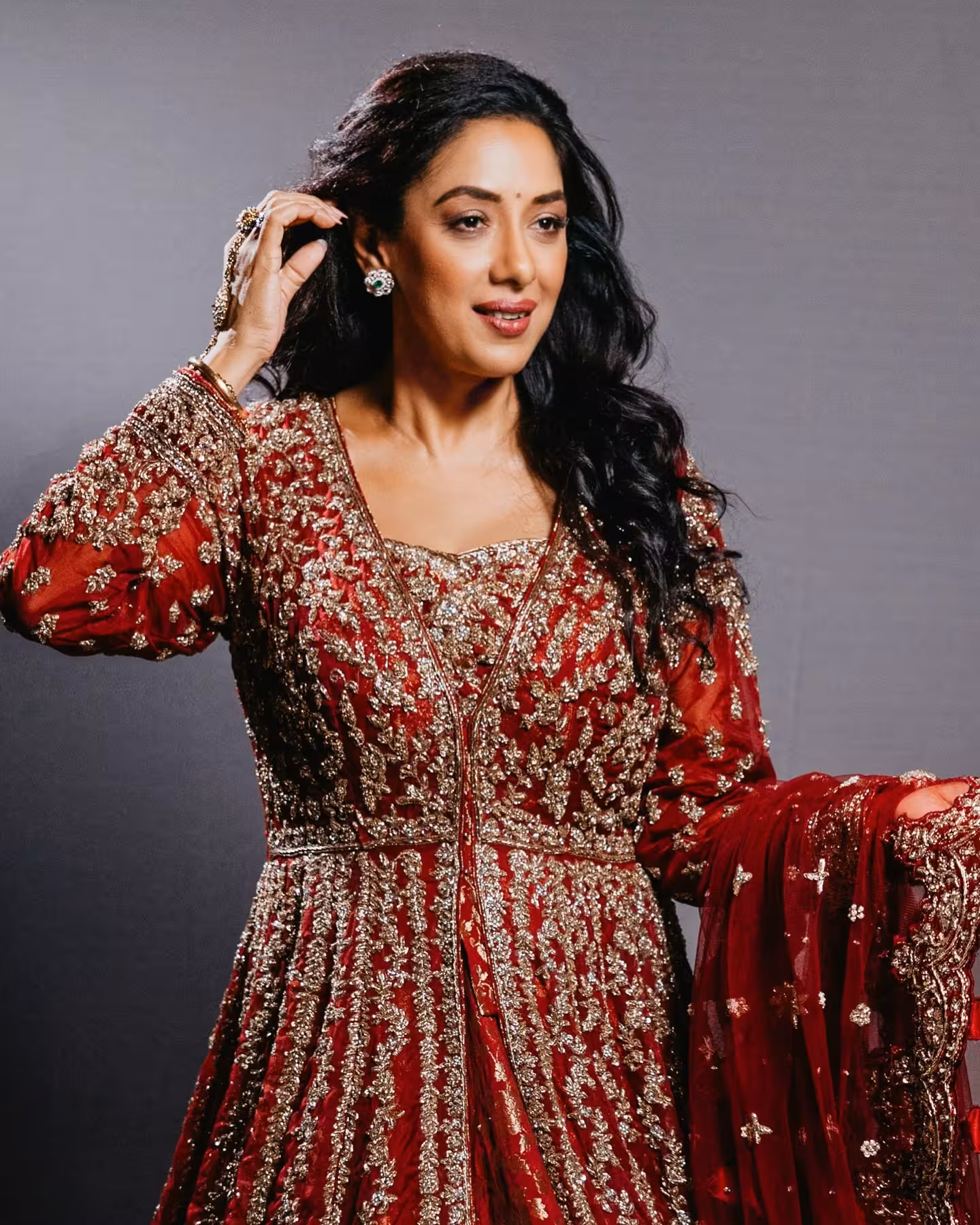 Rupali Ganguly Shines In Red Look For Anupamaa
