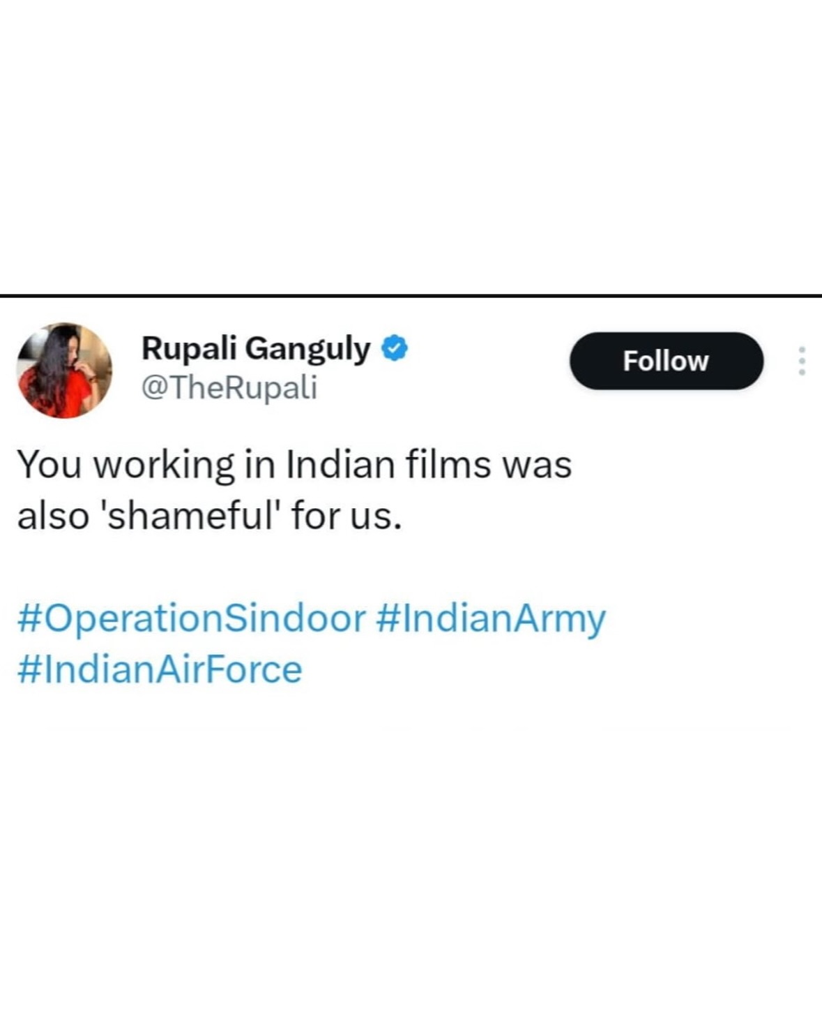 Rupali Ganguly Slams Fawad Khan’s PoK Strike Remarks