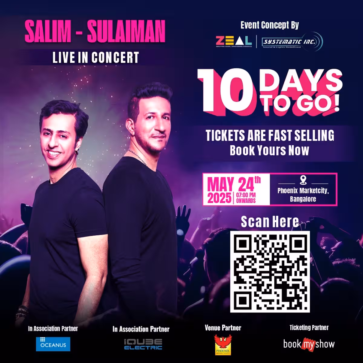 Salim Sulaiman Live In Concert: 10 Days Countdown Prepare for an electrifying evening: Bangalore to witness live soulful melodies by legends.