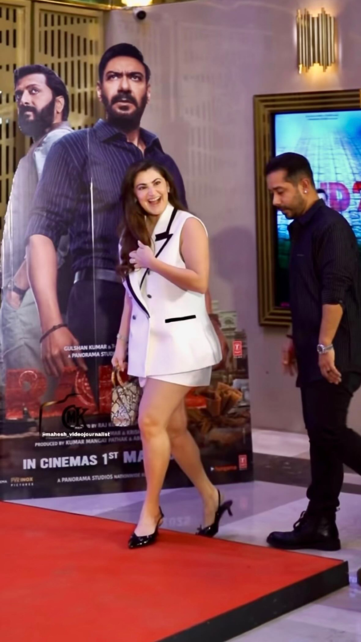 Shivaleeka Oberoi’s Visual Statement Unveiled Actress attends Raid 2 premiere with husband Abhishek Pathak.