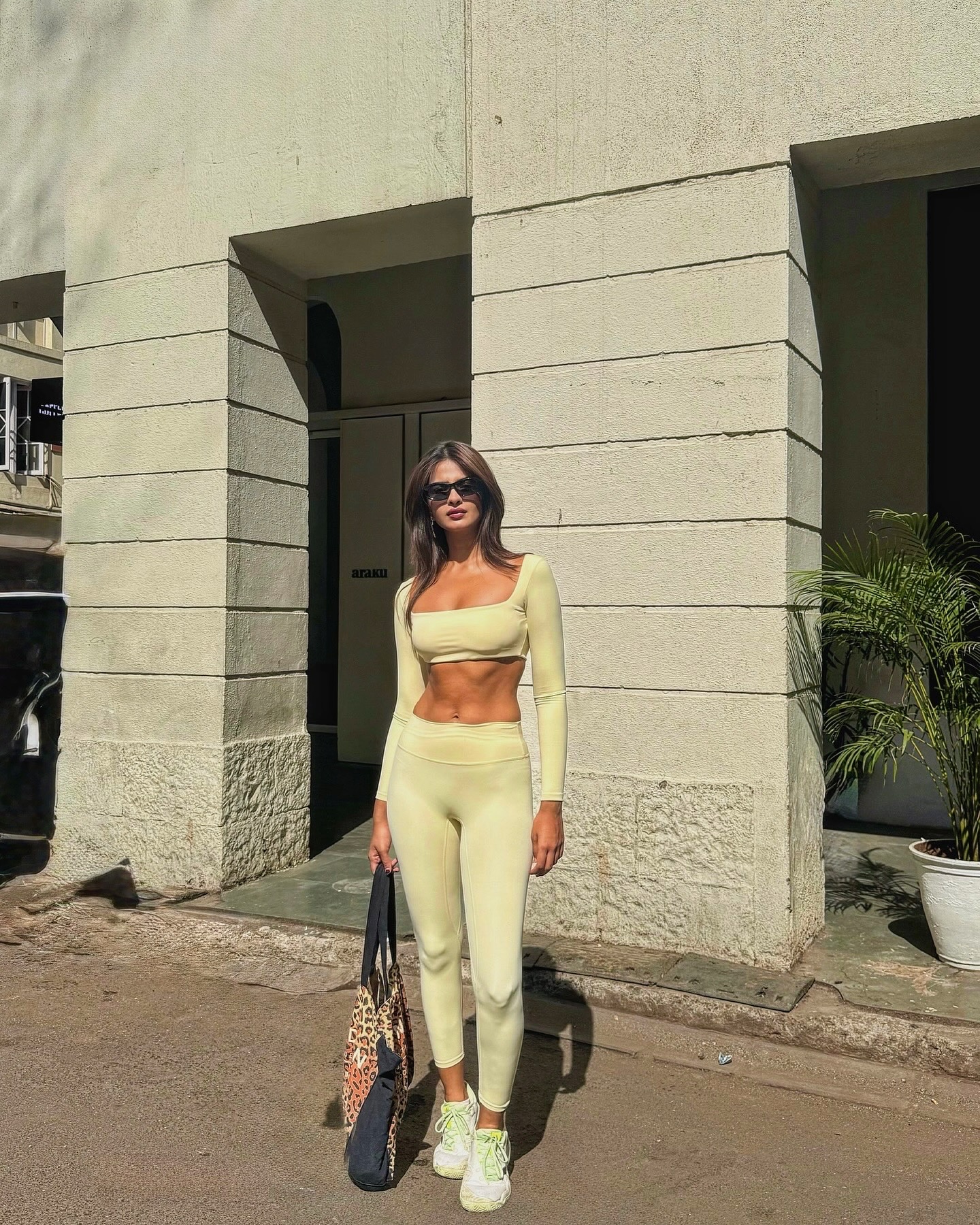 A vibrant urban moment showcasing a refreshing stylish set during a quick treat break now.
