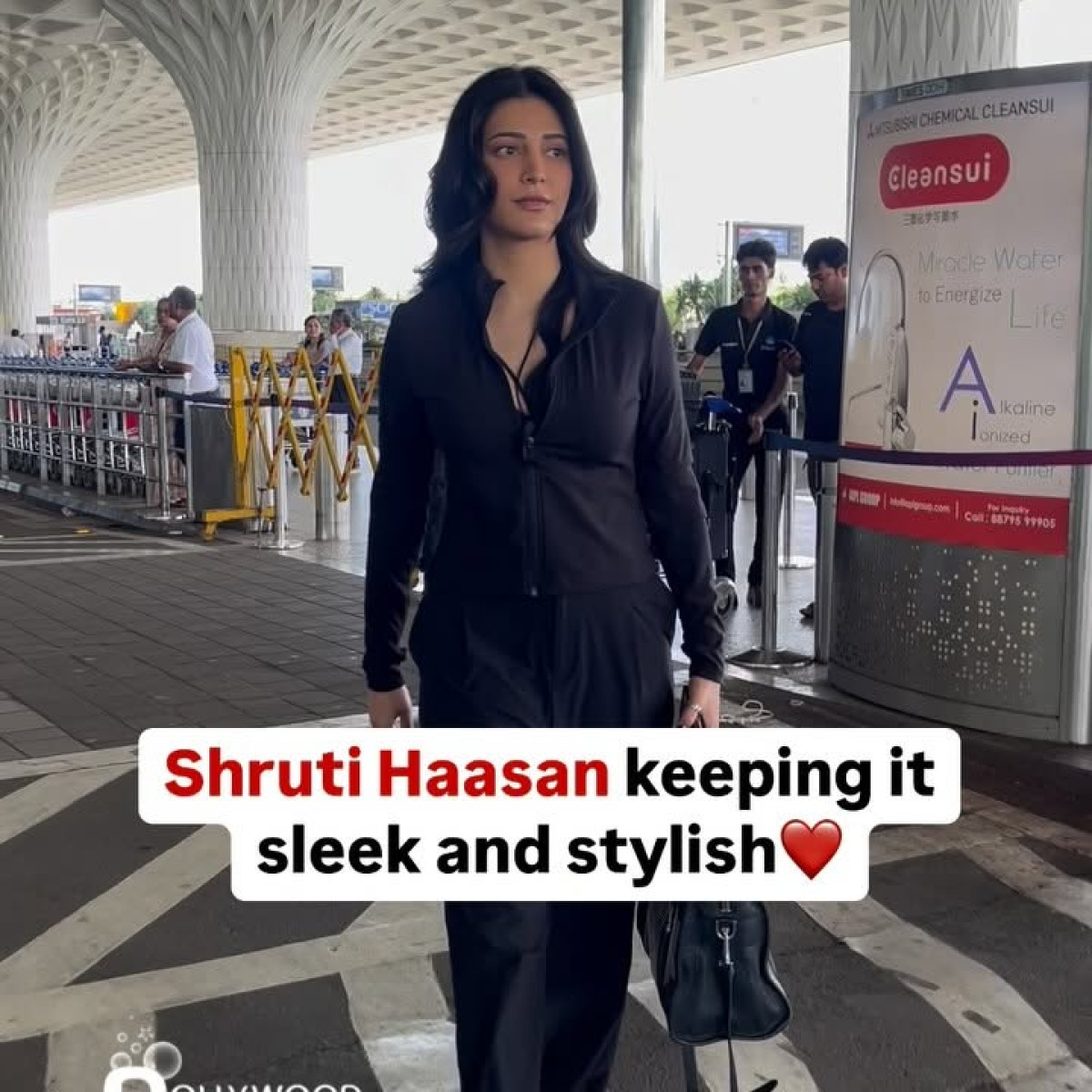 Shruti Haasan Stuns In Black At Airport Shruti Haasan wows at the airport in sleek black attire, exuding pure confidence & style.!