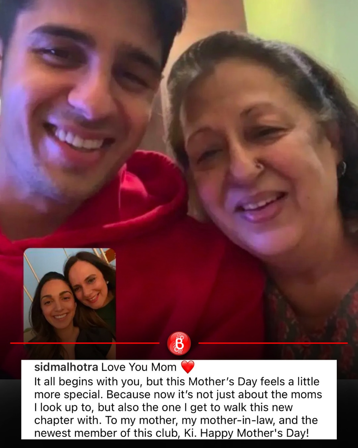 Sidharth Malhotra Honors Mothers On Special Day Celebrating mom’s love: Sidharth honors his family with a heartfelt Mother’s Day tribute.!