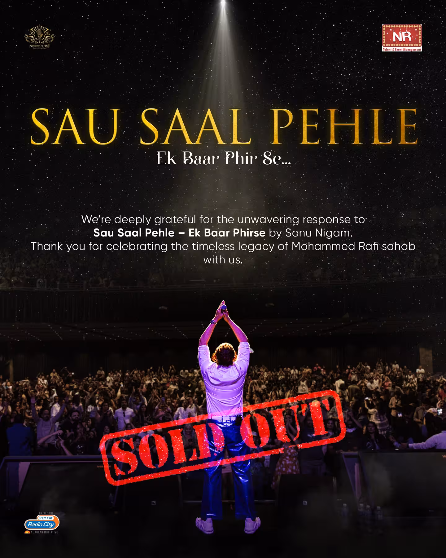 Sonu Nigam Tribute Concert Sold Out An ode to Rafi; the legendary singer inspires fans with a magic evening of timeless songs!
