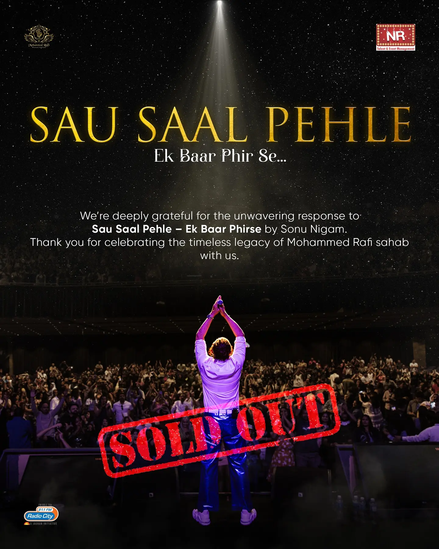 Sonu Nigam Tribute Concert Sold Out An ode to Rafi; the legendary singer inspires fans with a magic evening of timeless songs!