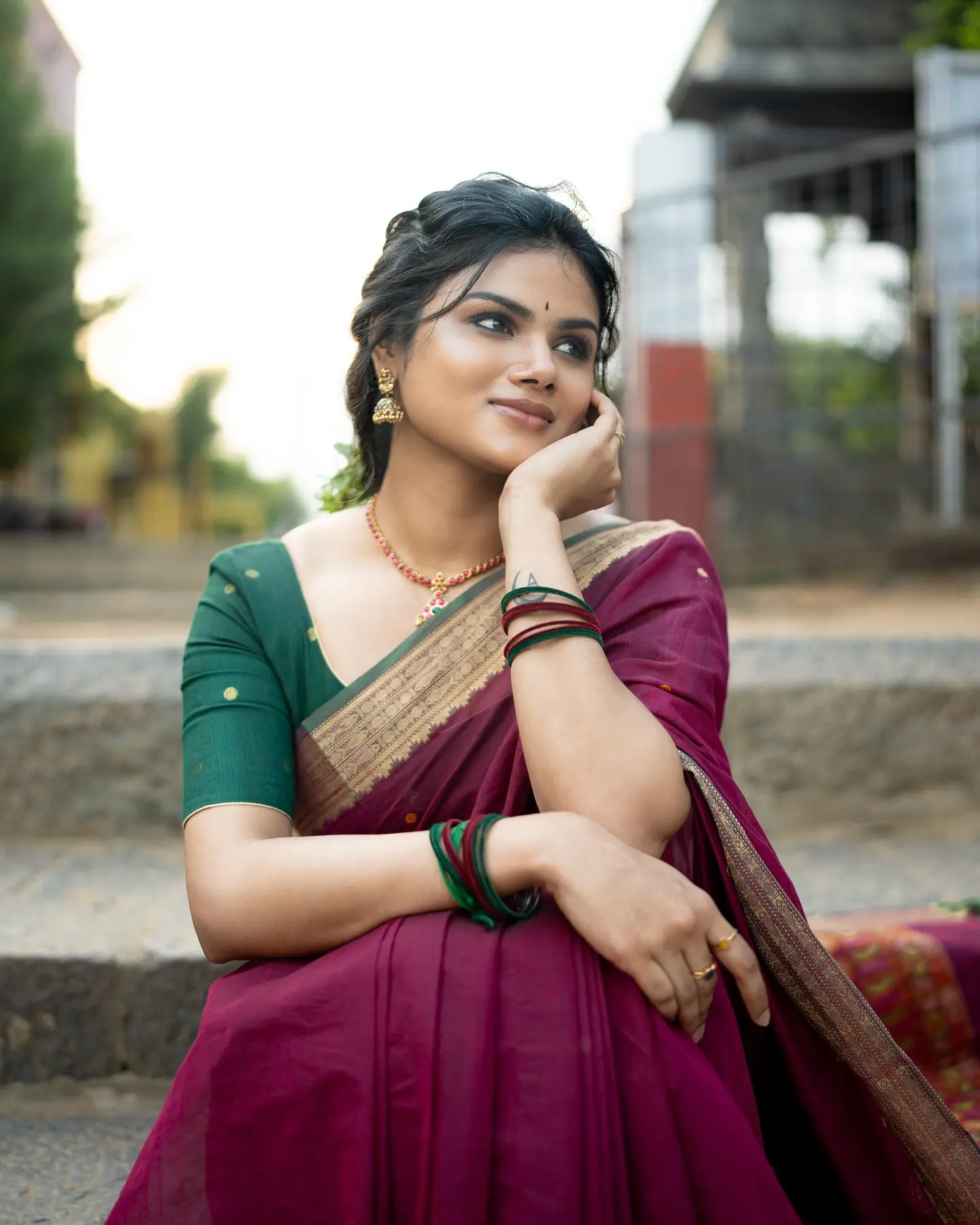 Stylish Saree Elegance Captivates Fashion Fans Akshitha Ashok shines in a regal saree by Mathugai Handlooms, styled by expert hands Real