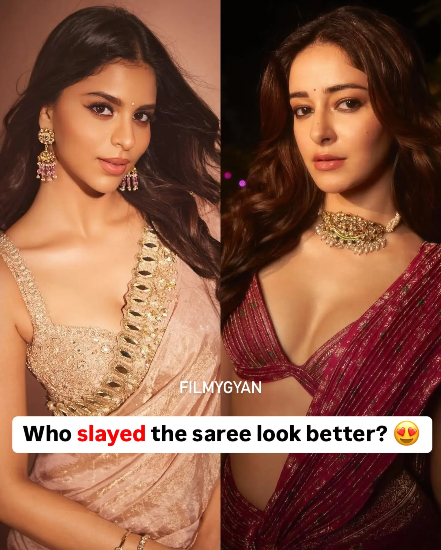 Suhana Vs Ananya: Saree Style Face-Off Sparks Debate Fans Compare Stunning Saree Styles in a Trendy Contest: Suhana vs Ananya Showdown - Vote!!