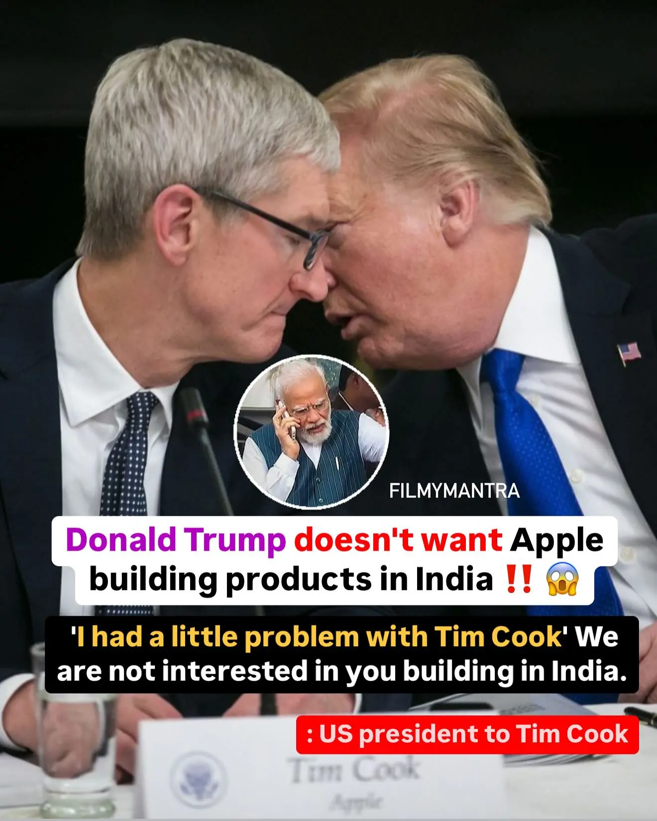 Trump Tells Tim Cook: No Building In India Trump tells Tim Cook: No India build; $500B teased amid high tariffs and self-sufficient.!!!