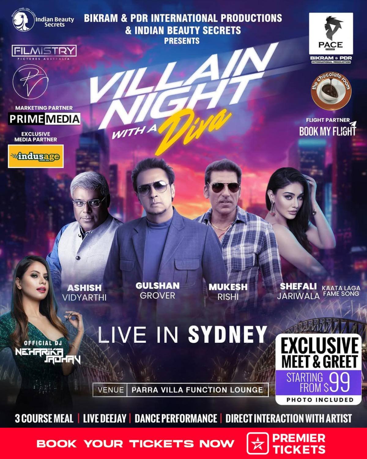 Experience iconic Bollywood legends in a thrilling evening at Sydney's Parra Villa. – Book