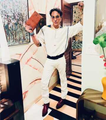 Mozez Singh channels vintage flair in a bold Balmain post on Insta merging style with art.