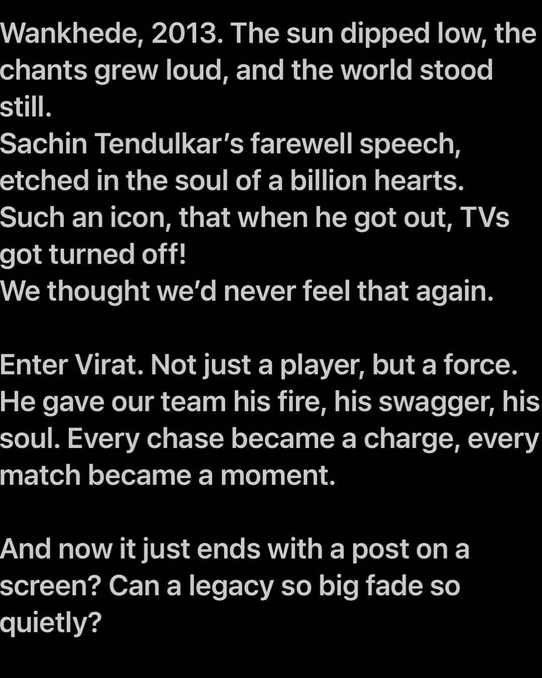 Virat Kohli’s Farewell Plea Resonates With Cricket Fans