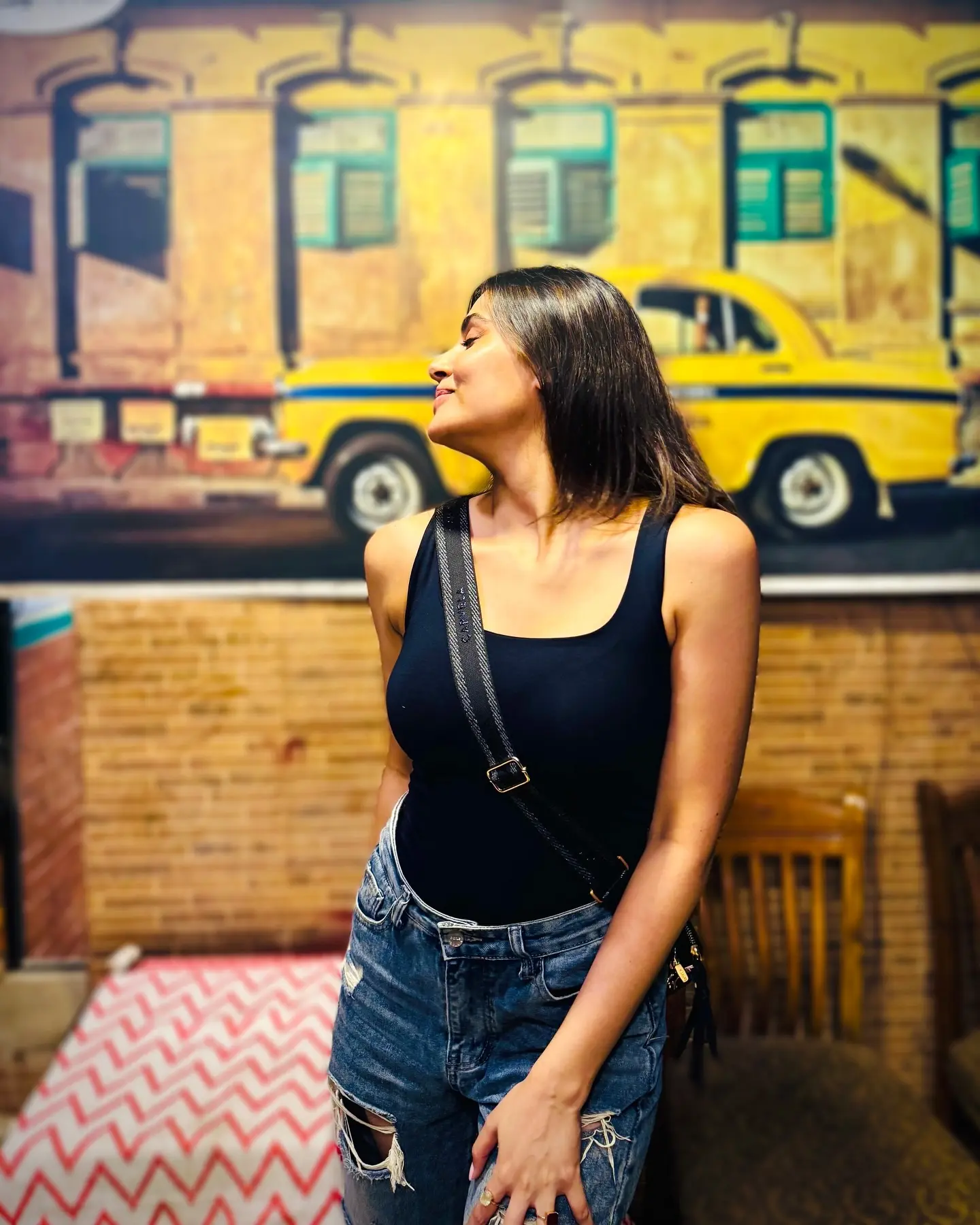 Wall-Matching Mood: Malati Chaahar’s Insta Fashion Moment Vibrant visuals come alive as Malati Chaahar uses a perfect wall to mirror her vibe#Inspo