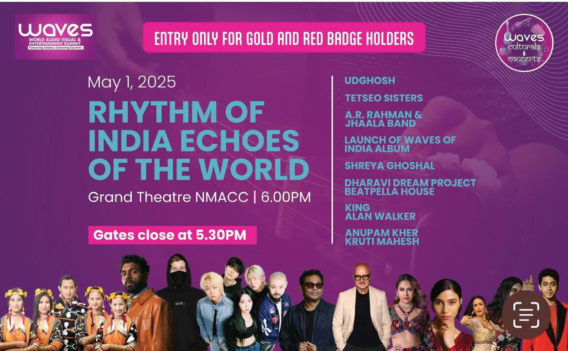 Waves Summit Gala: Cultural Evening at NMACC Join the inaugural gala of Waves Summit at NMACC as music maestro AR Rahman shines tonight.