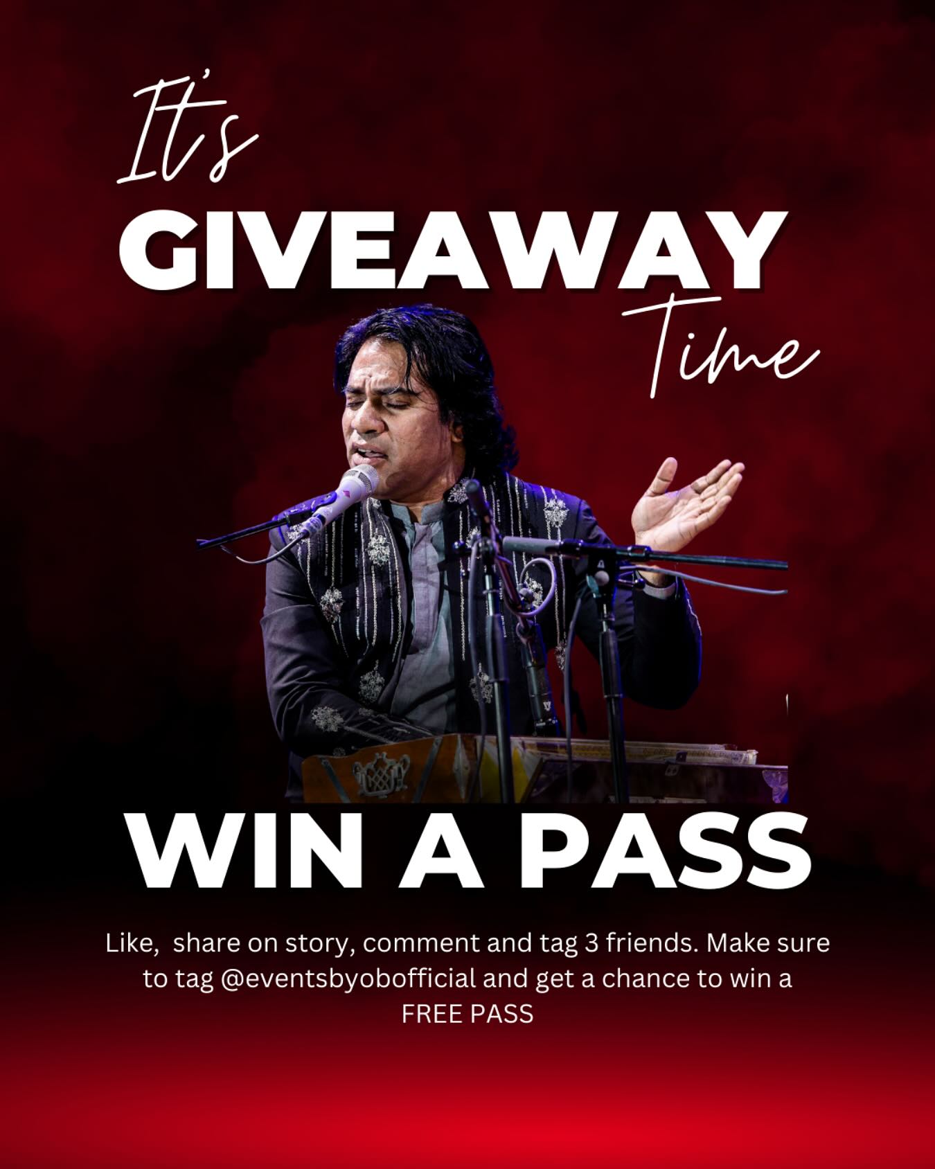 Win Free Concert Pass For Javed Bashir Event Enter by liking, sharing, and tagging 3 friends to win a free pass for Javed Bashir live!