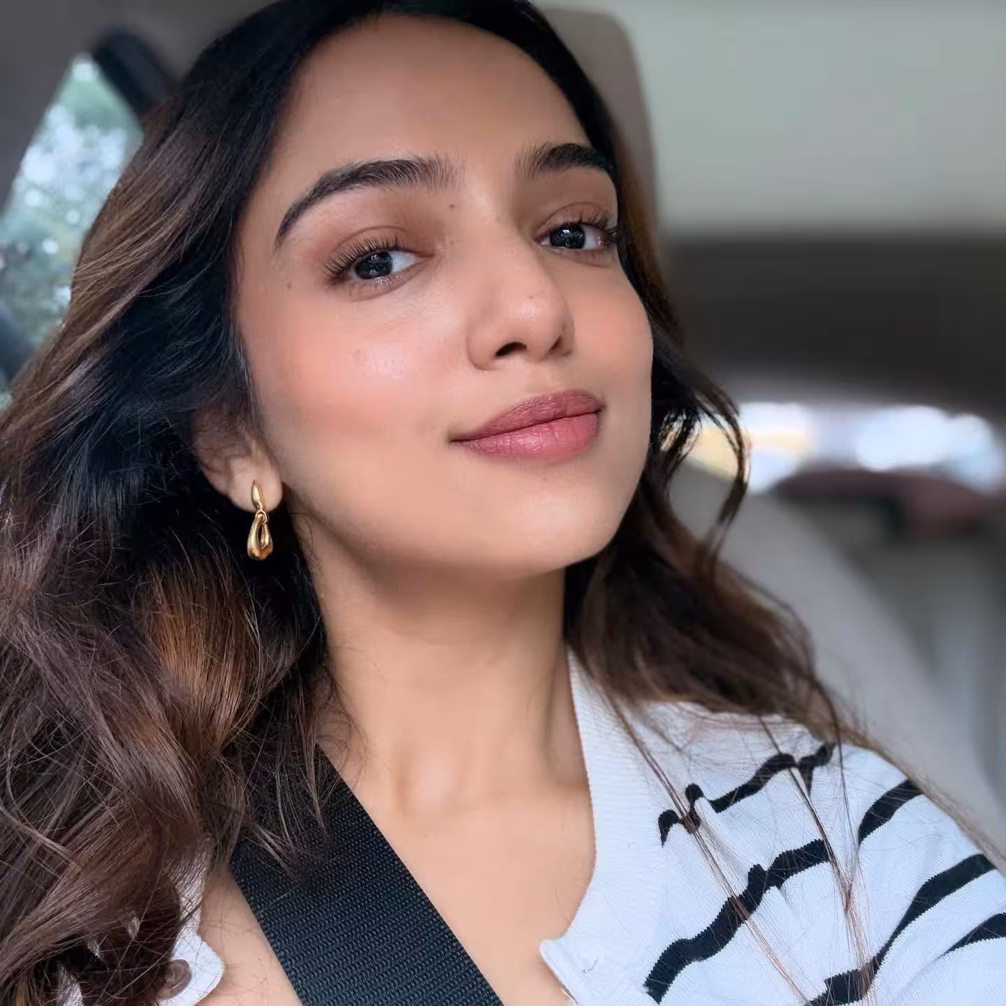 Ahsaas Channa Embraces Rainy Day Chic Celebrity Ahsaas Channa pairs bold earrings with effortless style on a rainy Friday today.
