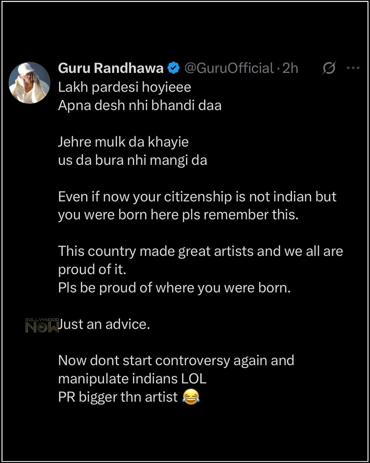 Guru Randhawa Deactivates X Account Amid Backlash