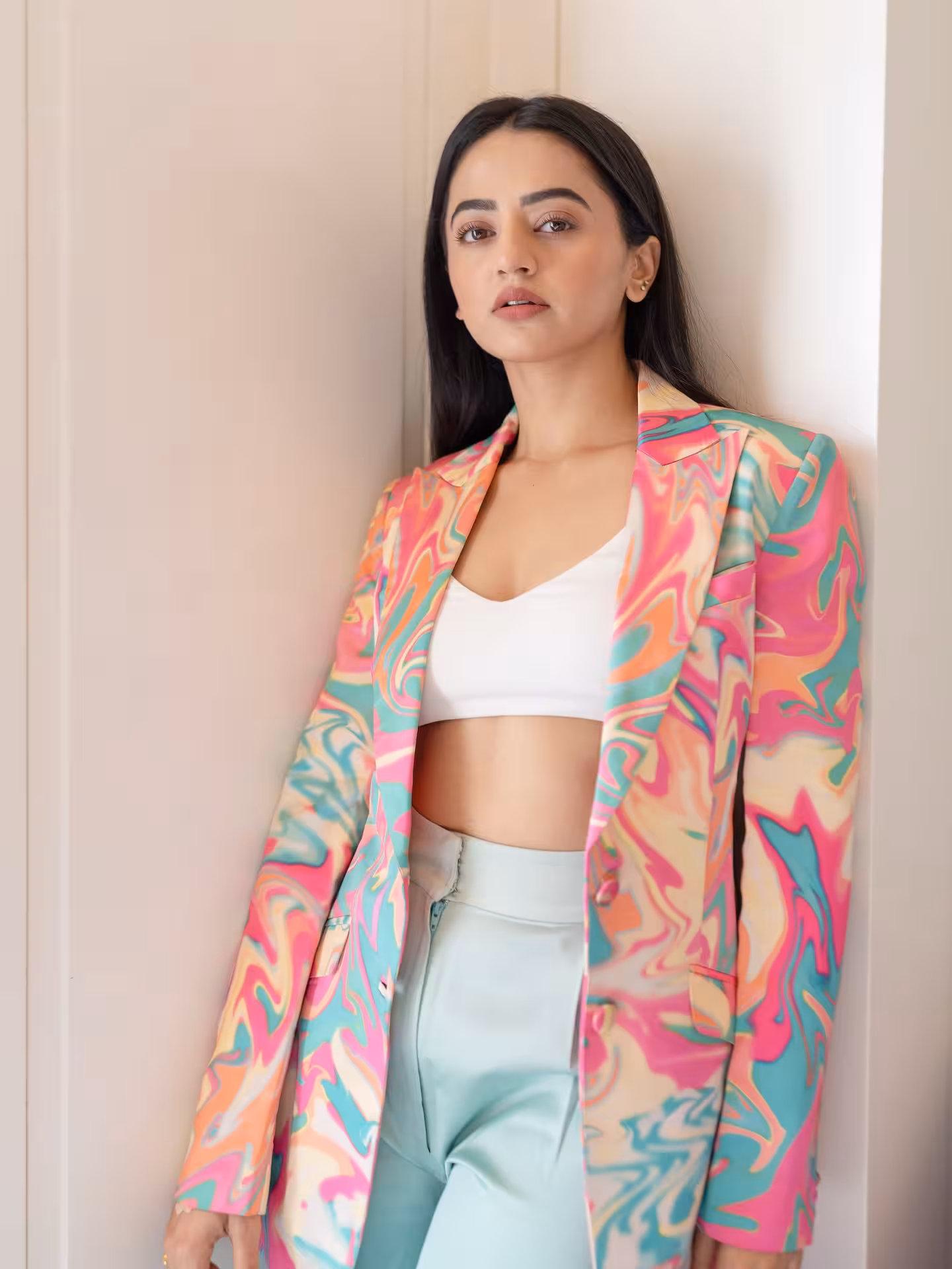 Helly Shah Stuns In Chic Outfit Helly Shah stuns in a chic outfit by Mandira Wirk HQ creating bold and trendsetting looks.
