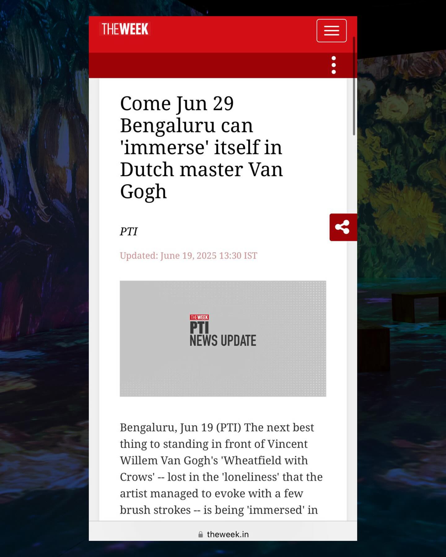 Immersive Van Gogh Experience Gains Media Praise