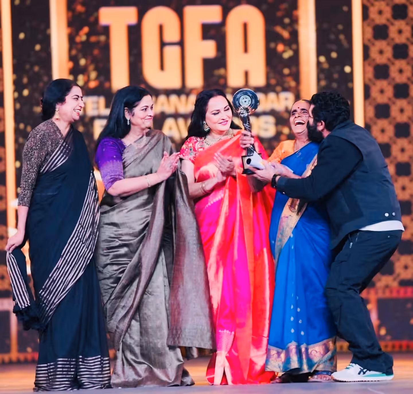 Jaya Prada at Telangana Gaddar Film Awards Legendary actress Jaya Prada shines at the Telangana Gaddar Film Awards celebrating cinema.