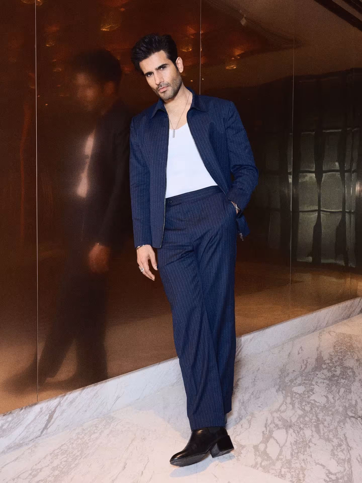 Karan Tacker Unveils Undercover Look Celebrity style meets mystery as Karan Tacker steps out in bold tailored ensemble tonight!