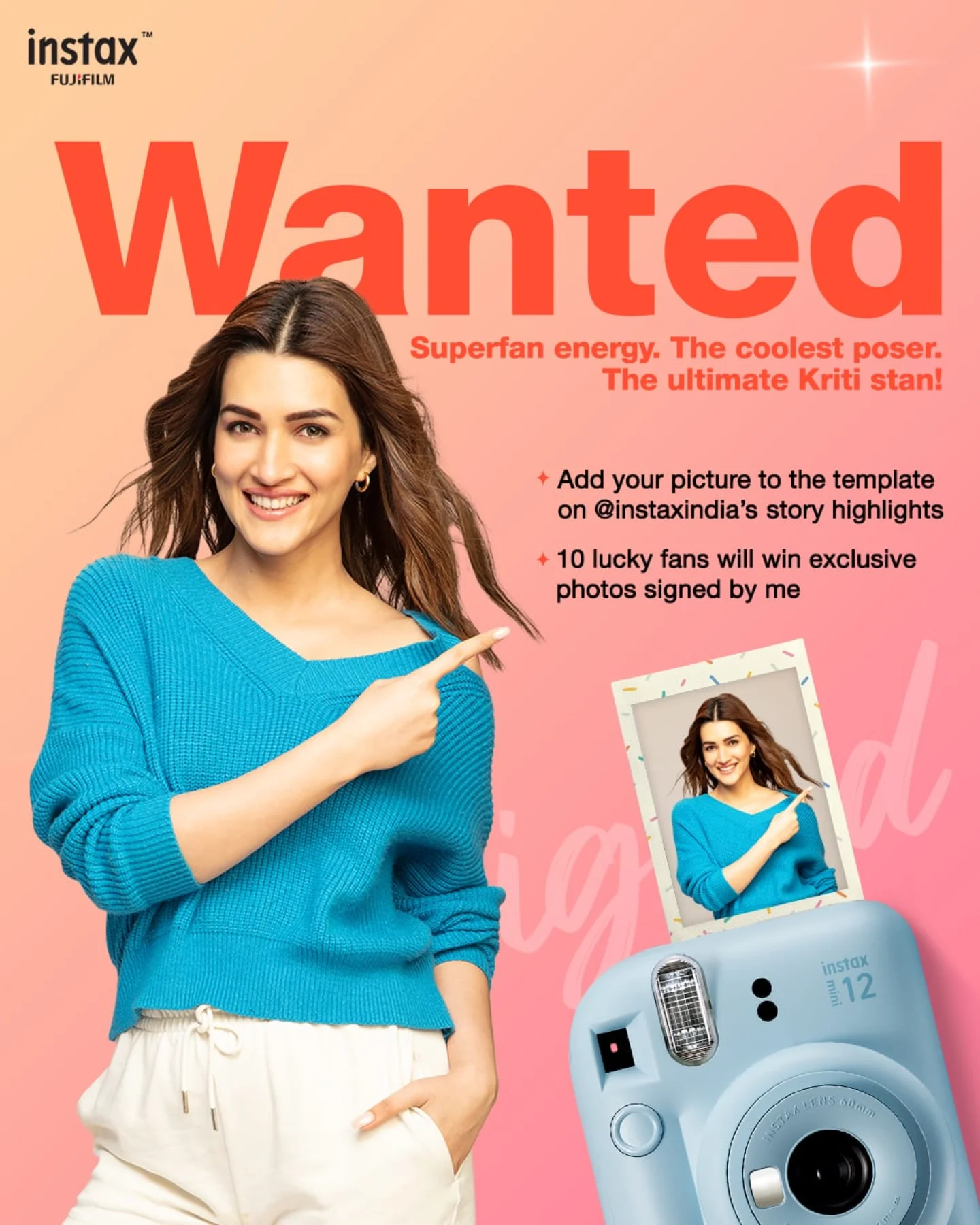 Kriti Sanon Instax Print Contest Kriti Sanon calls on fans to win an Instax autographed print in a unique contest Hurry now
