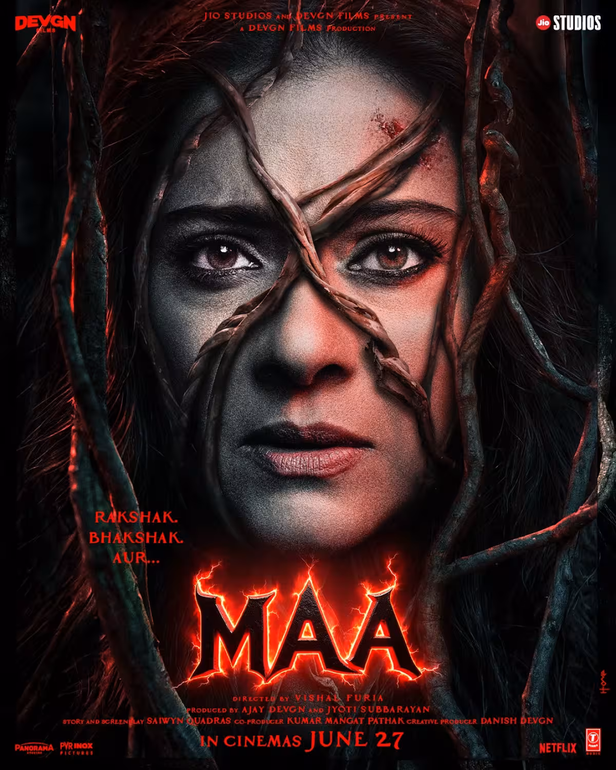 Maa The Film Ignites Cinematic Fury Explosive debut with Ajay Devgn ignites screens, premiering Friday, June 27 at cinemas now.