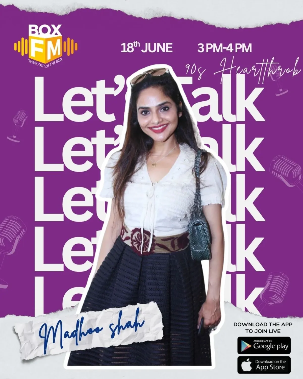 Madhoo’s Radio Revival Madhoo on Box FM: live chat on movies, memories and more for your radio delight! - Listen!