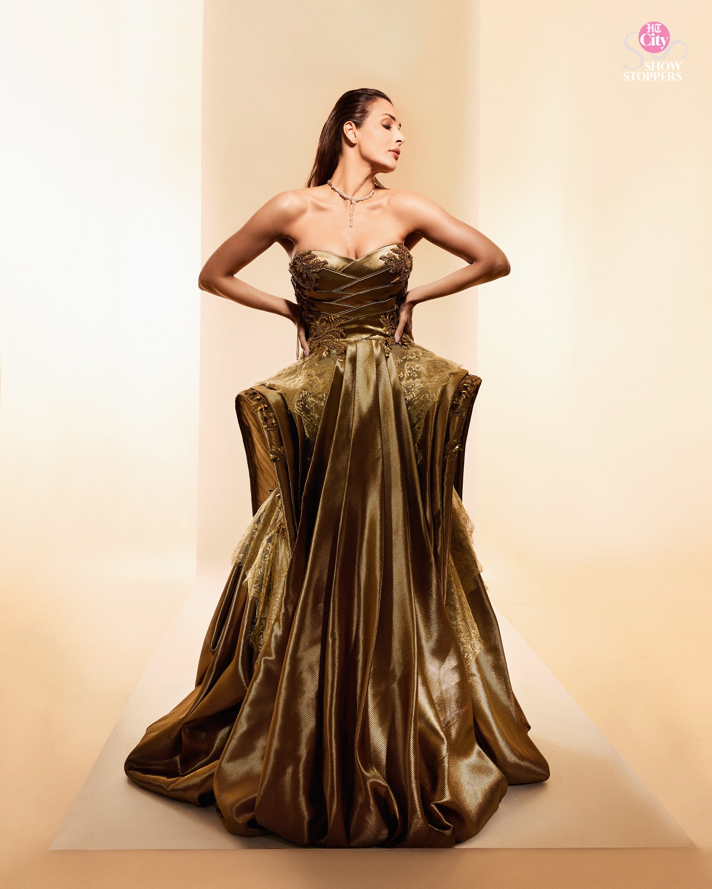 Malaika Arora Stuns in Gold Corset Gown