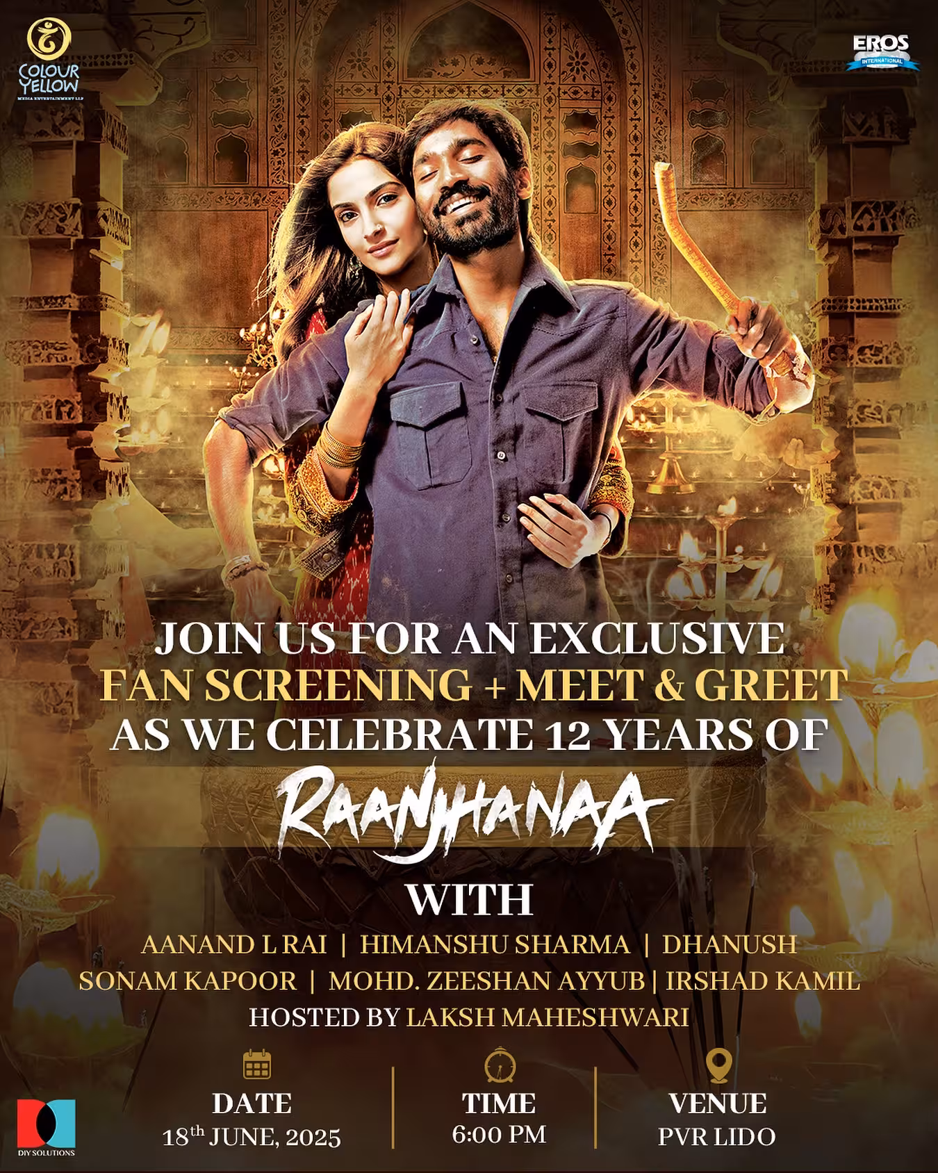 Raanjhanaa Fan Meet 12-Year Celebration Celebrate 12 years of beloved romance with an exclusive screening, plus fan meet in Mumbai