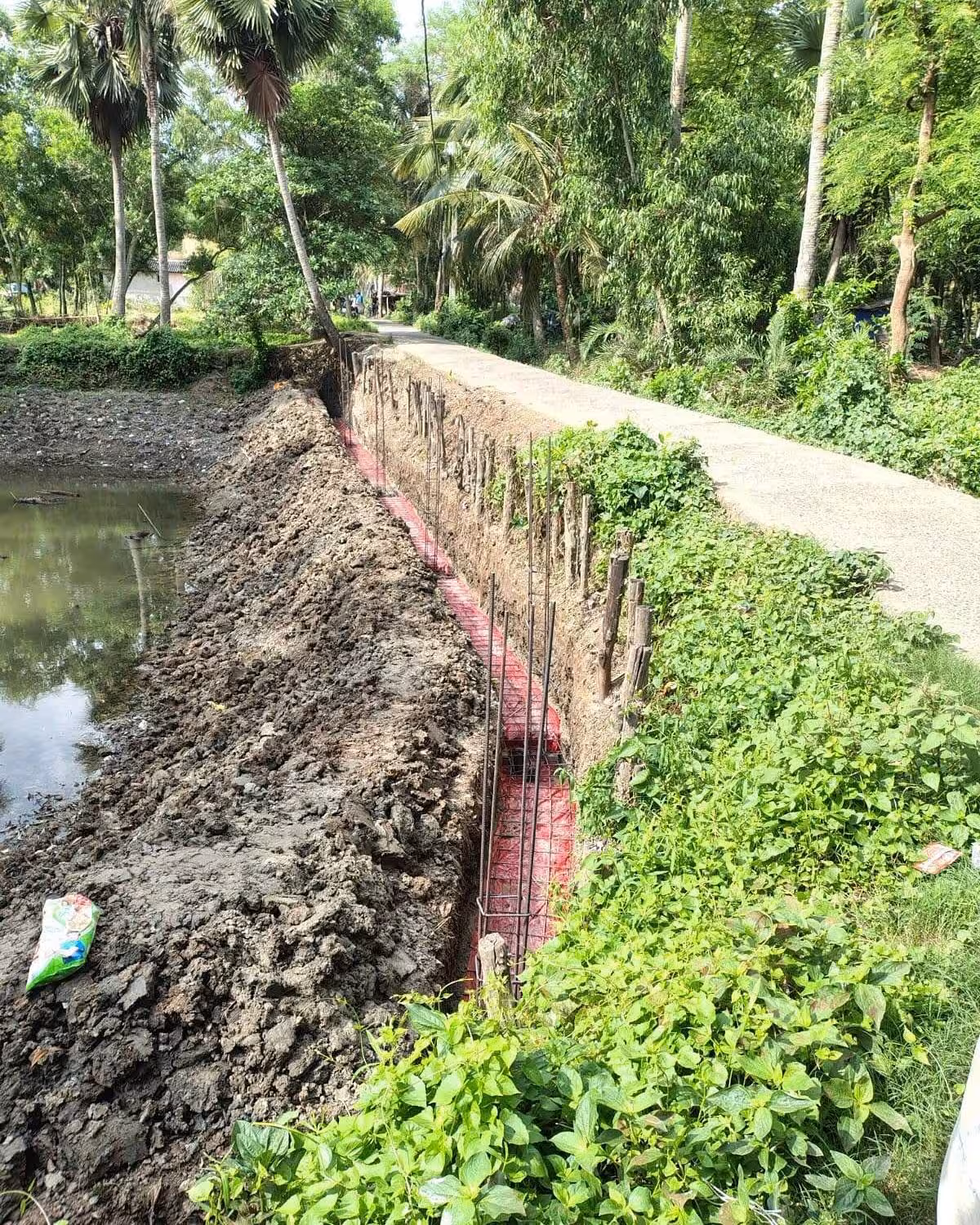 Road Wall Work Begins At Kulup Primary School Local civic project in Chandipur Vidhan Sabha sparks road wall work before Kulup School!!!