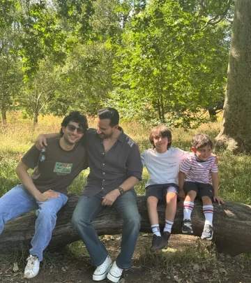 Iconic actor Saif Ali Khan takes a break with his children for a serene park retreat today.