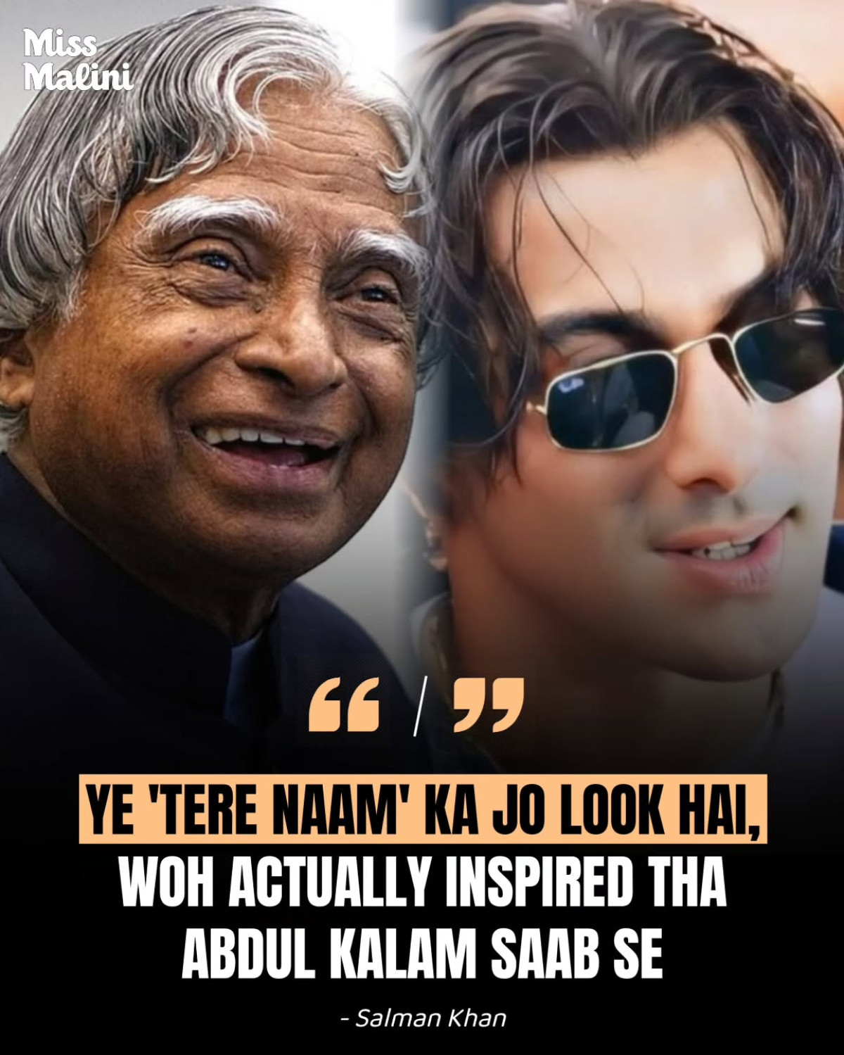 Salman Khan’s Tere Naam Look Inspired By Kalam During 'The Great Indian Kapil Show,' Salman revealed his Dr APJ Abdul Kalam-inspired style.