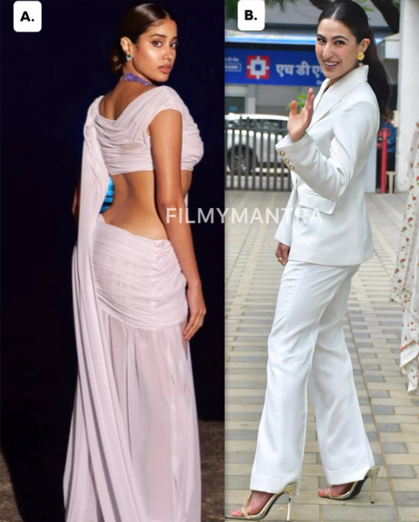 Filmymantra Media spots Sara and Janhvi Kapoor in striking white for a chic style update!!