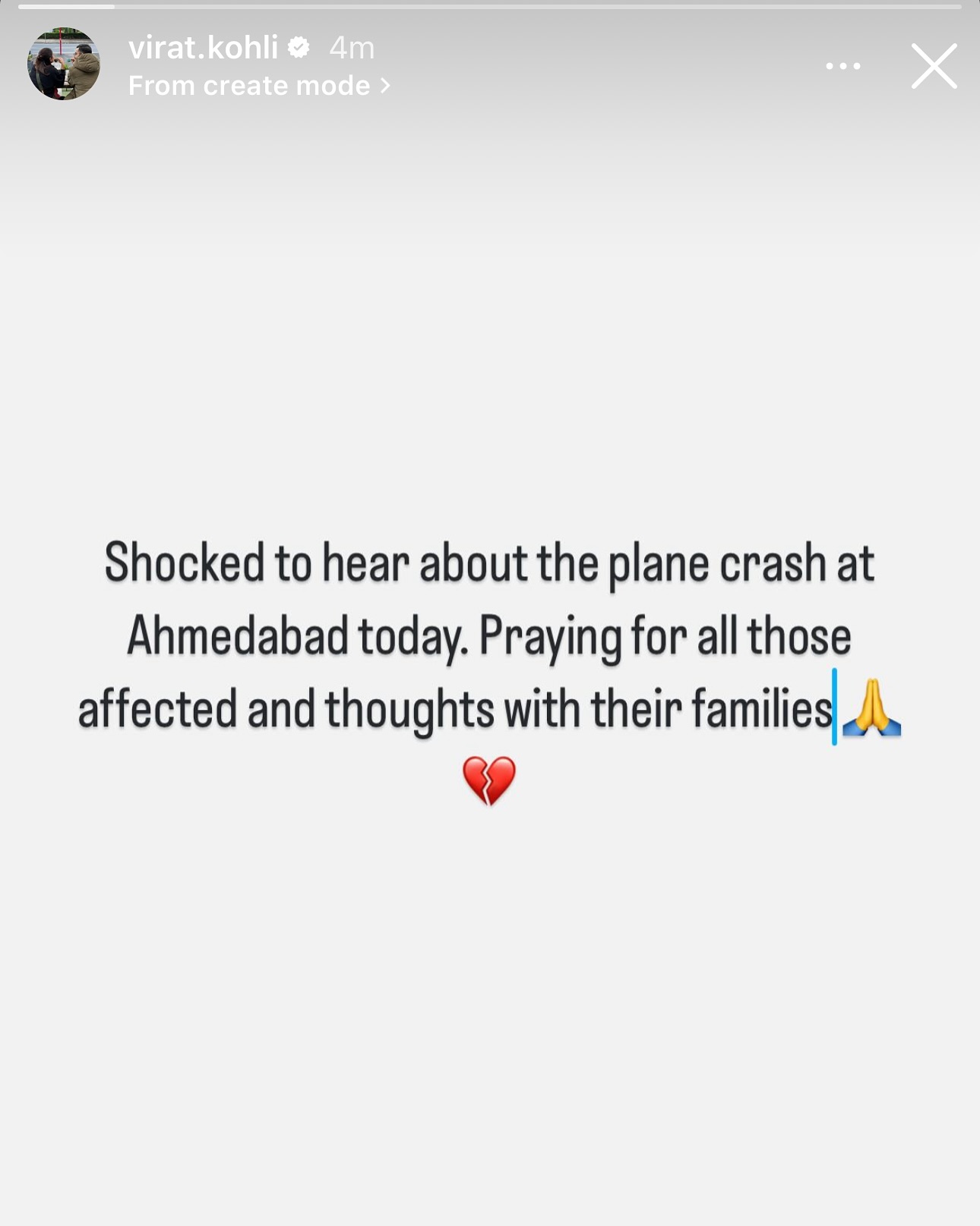 Virat Expresses Grief Over Tragedy
