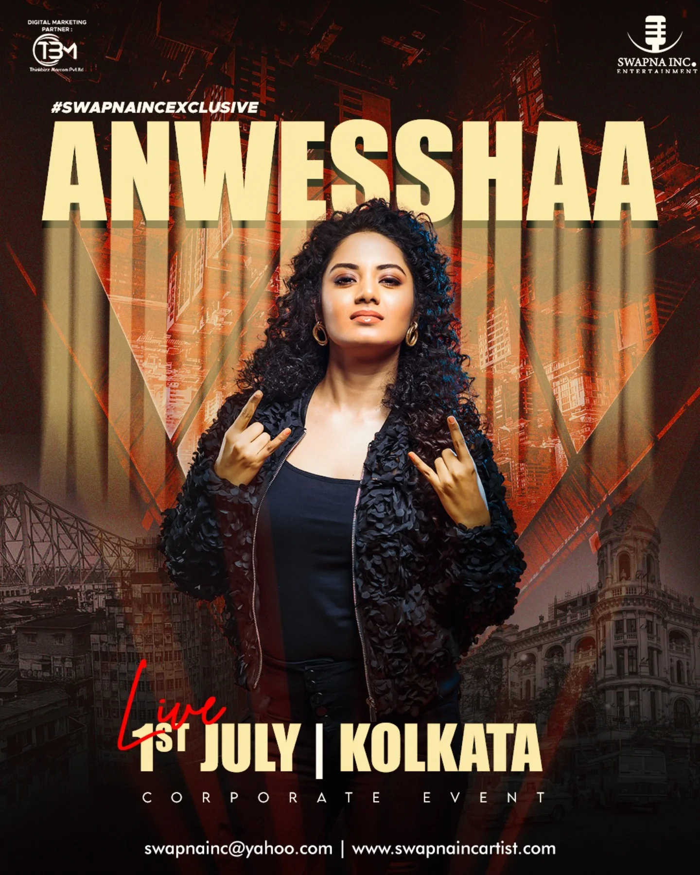 Anwesshaa electrifies Kolkata with vibrant live energy, setting the stage for magic Today!