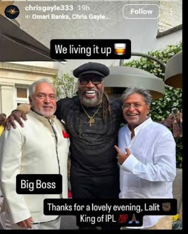 Chris Gayle Meets Mallya And Modi