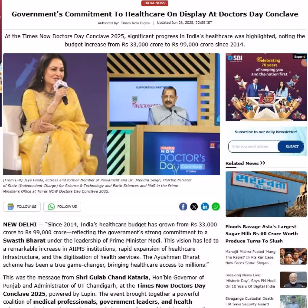 Doctor’s Day Conclave 2025: Jaya Prada Speaks Celebrating the contributions of medical heroes while highlighting Jaya Prada's inspiring role.