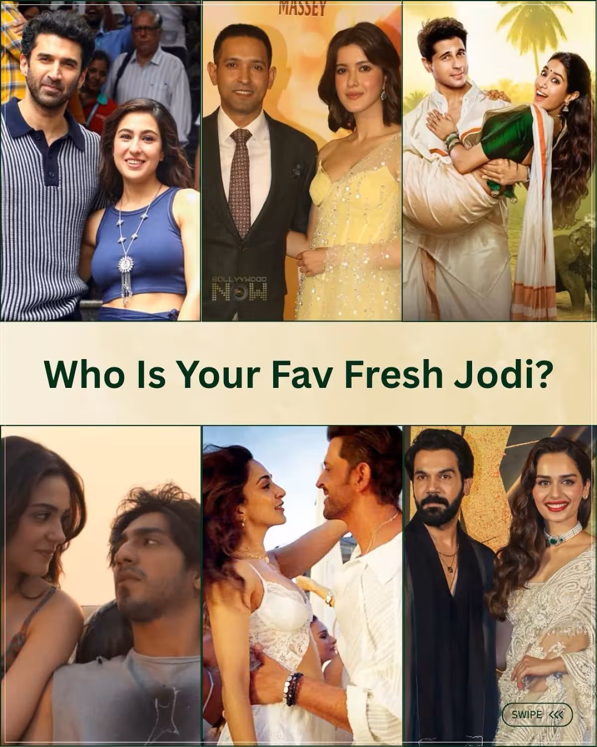 BollywoodNow reveals emerging pairings and invites fans to choose their favorite chemistry.